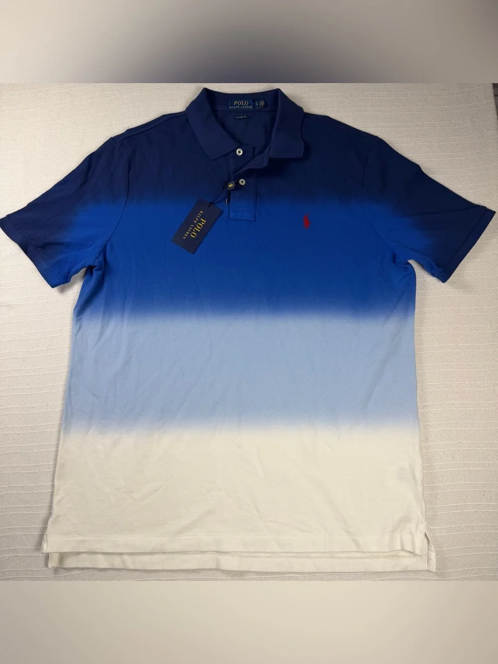 NWT Polo Ralph Lauren Ombre Gradient Short Sleeve Polo Shirt Mens Size Large